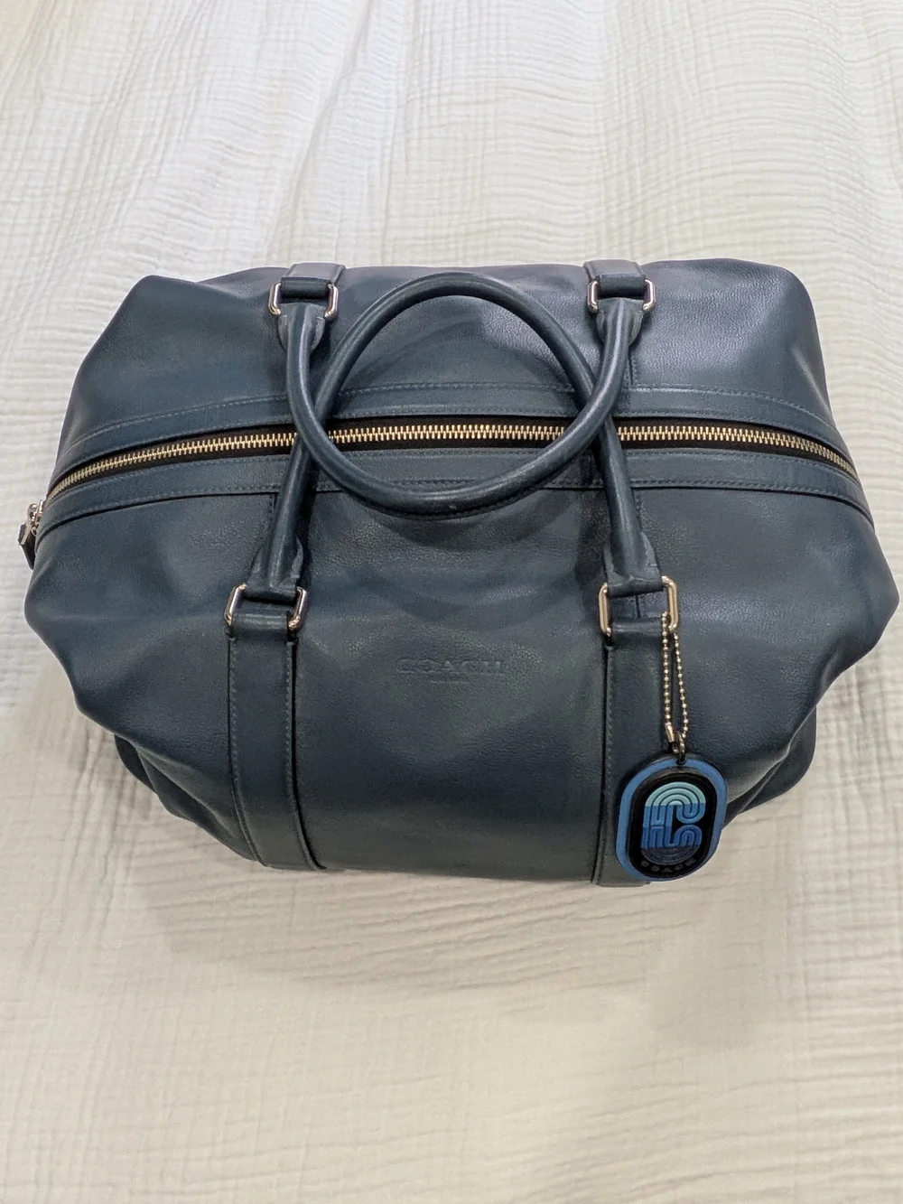 Coach Navy Leather Carryall